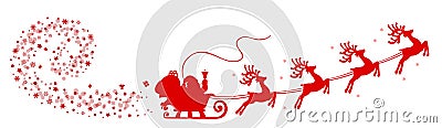 Red Santa Claus flyin on Christmas sleigh - vector Vector Illustration